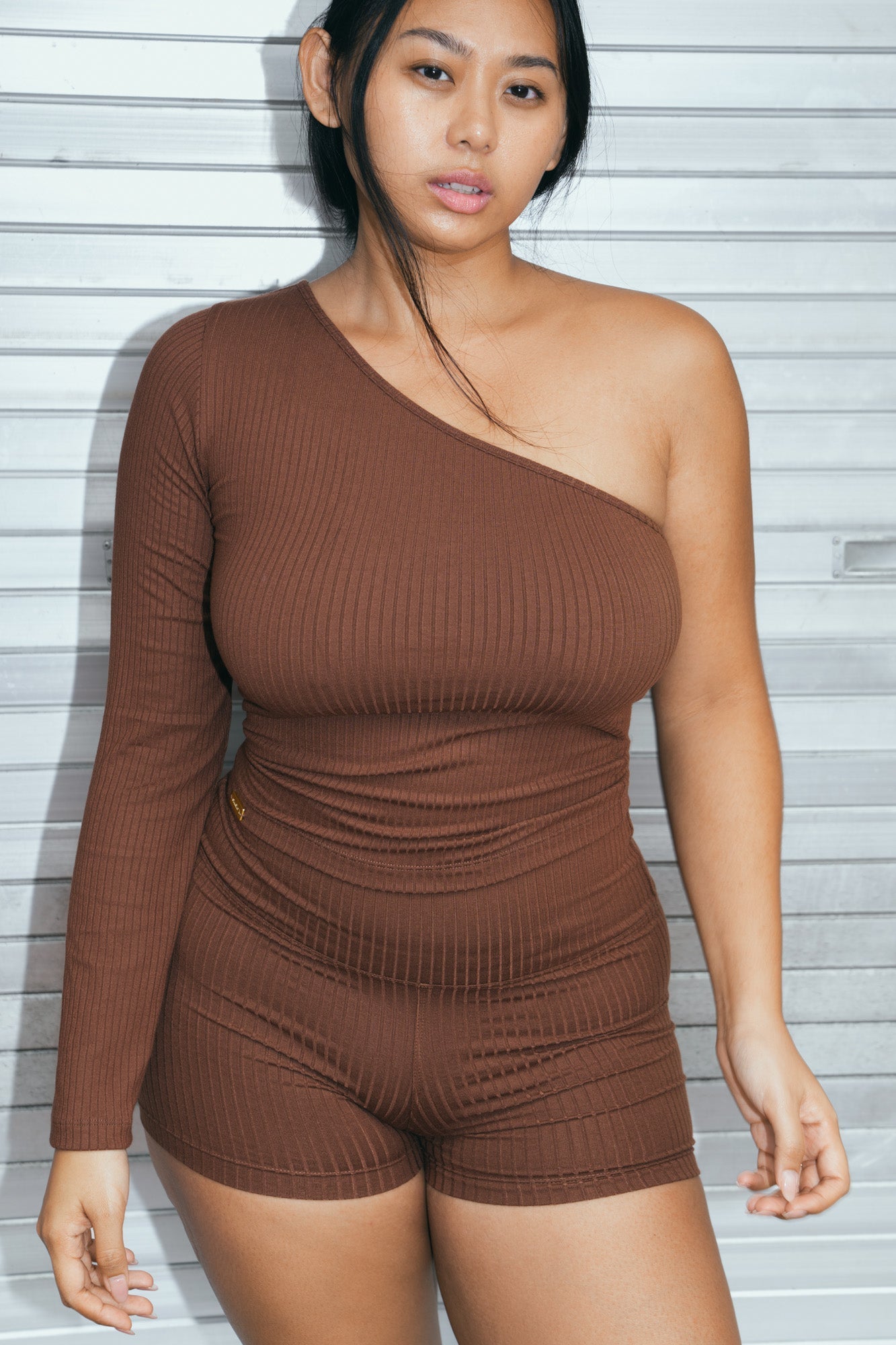 Rib One Shoulder Top