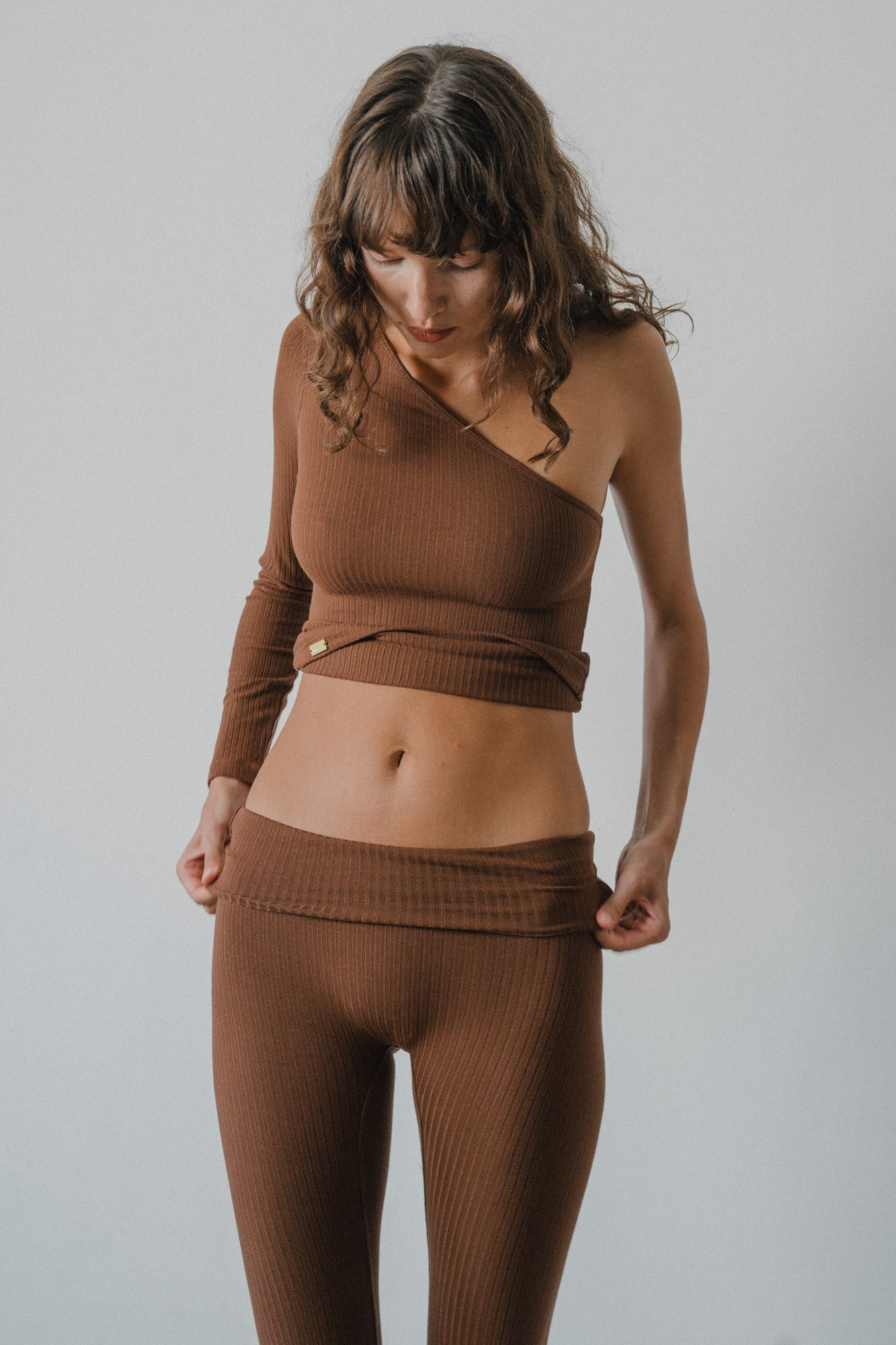 Rib One Shoulder Top