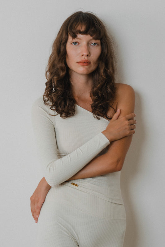 Rib One Shoulder Top