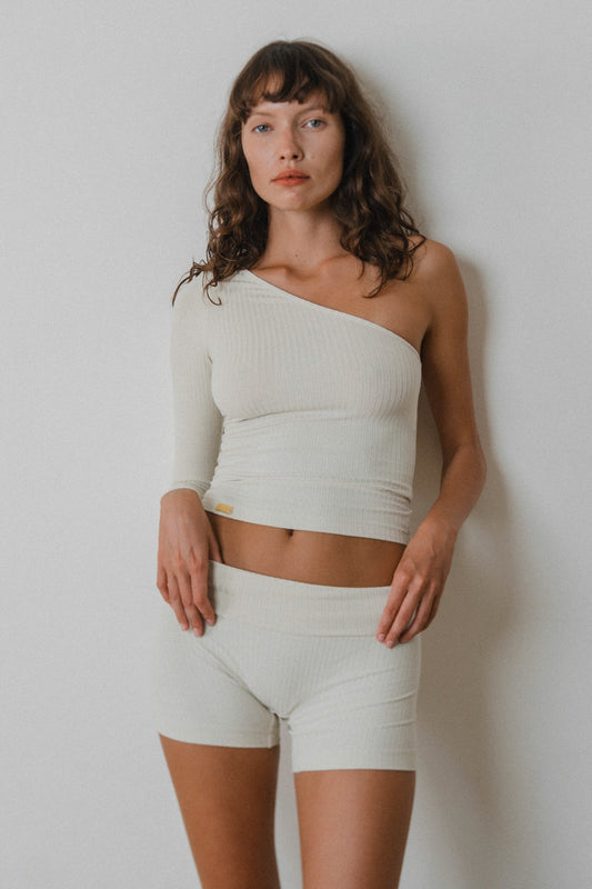Rib One Shoulder Top