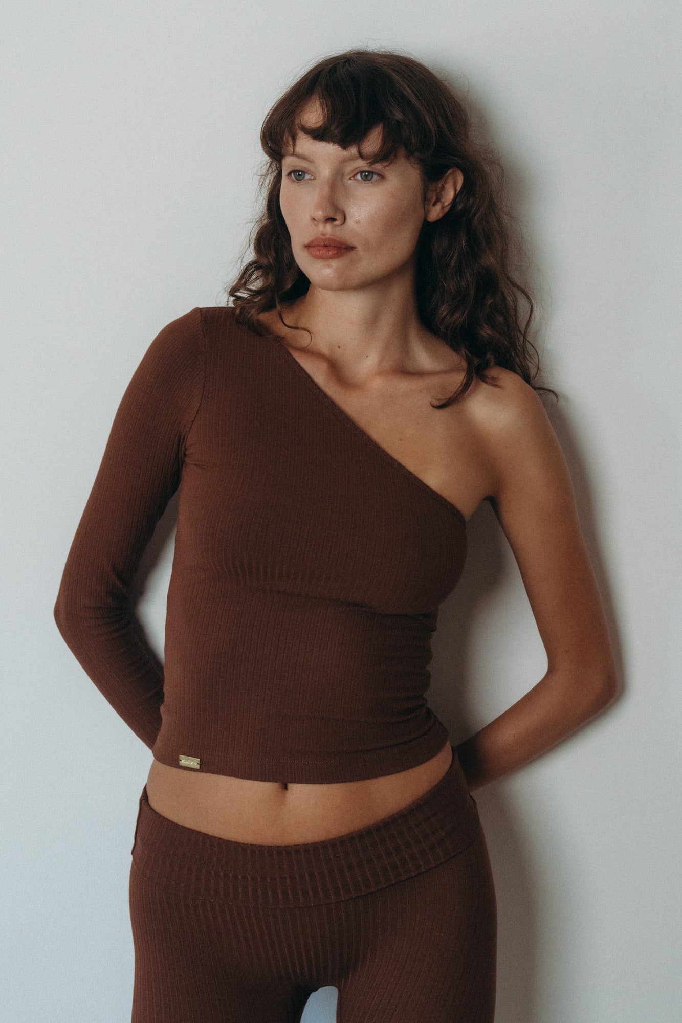 Rib One Shoulder Top