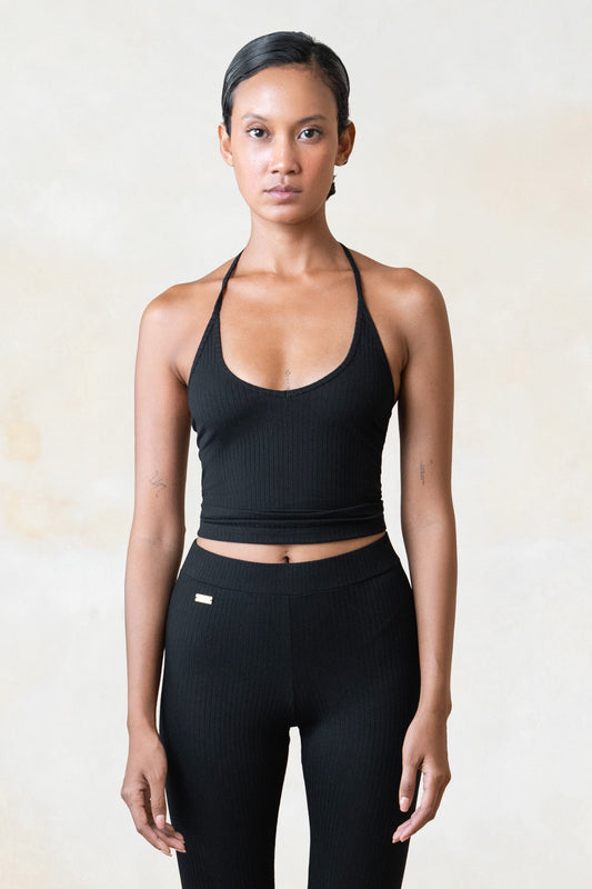 Rib Halter Neck Top
